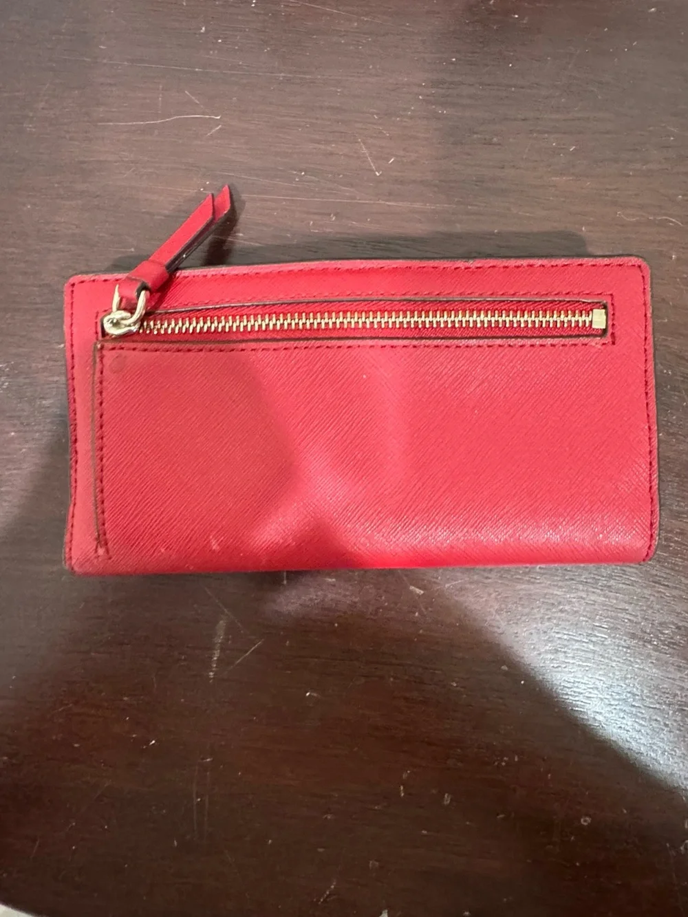 kate spade red zip-around wallet